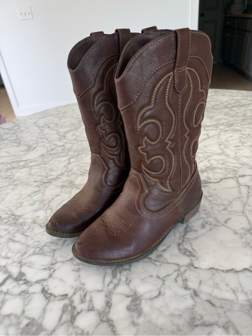 Cat & Jack Girls Brown Western Cowboy Boots - size 3